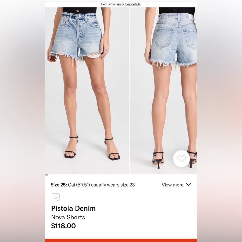 NWT Pistola Blue Jean Shorts High-Waisted Distressed